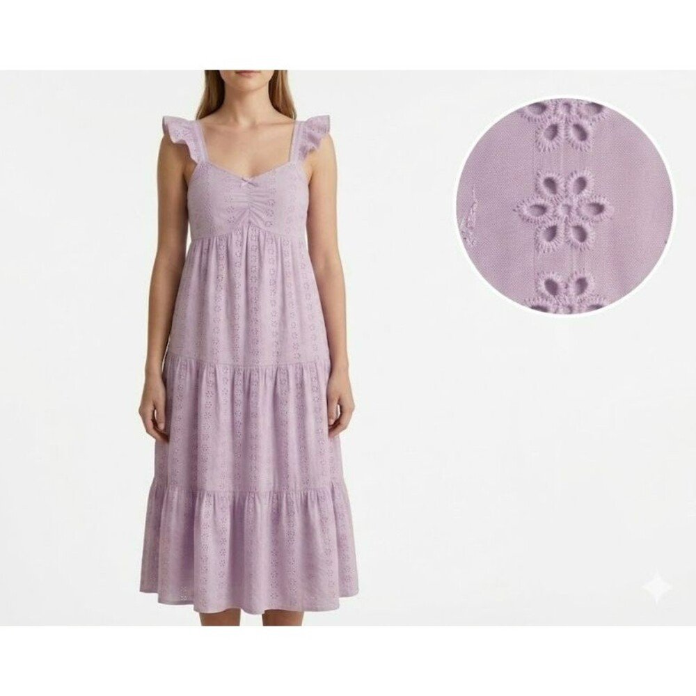 Sincerely Jules XS Purple Eyelet Dress Prairie Boho Resort Festival 100% Cotton